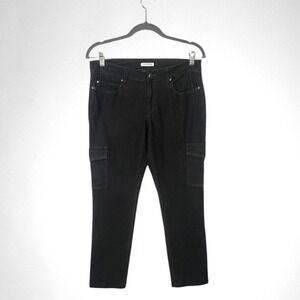 EILEEN FISHER‎ Black Cargo Pants 8 Organic Cotton Blend Comfort Fit